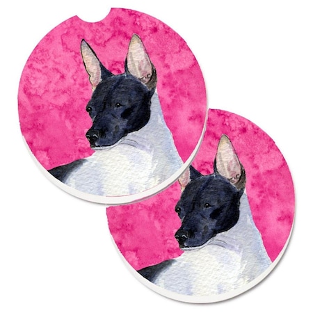 Carolines Treasures Pink Rat Terrier  Cup Holder Car Coaster, PK2 SS4756-PKCARC